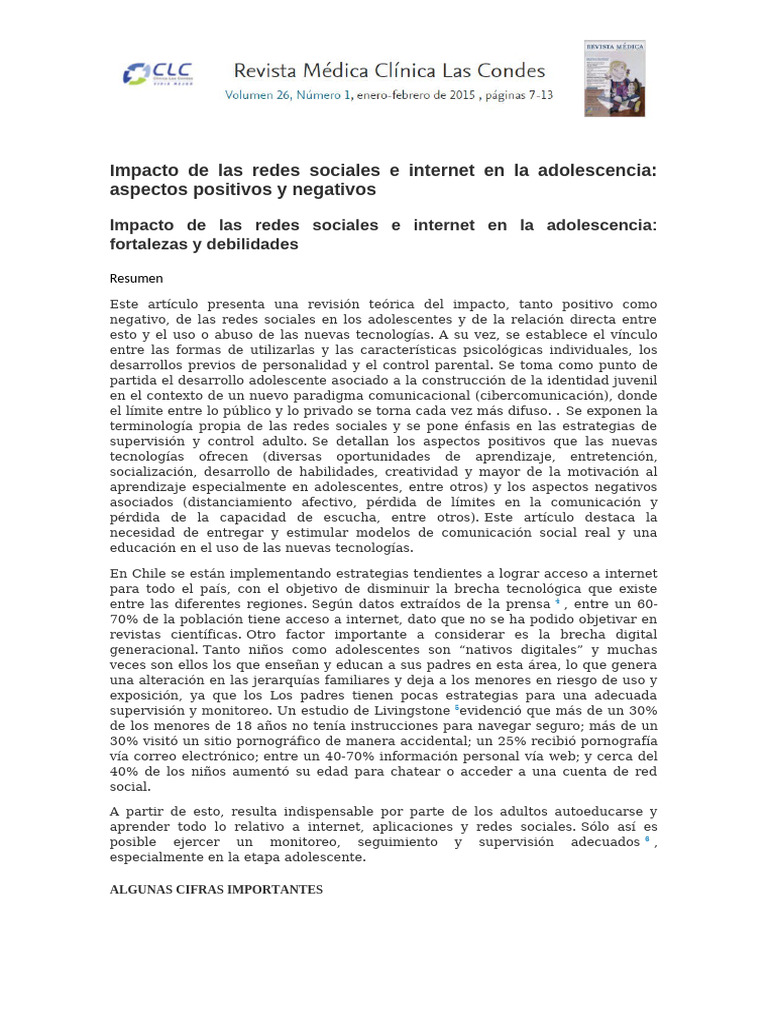 Impacto de redes sociales en adolescentes | PDF | Internet | Adultos