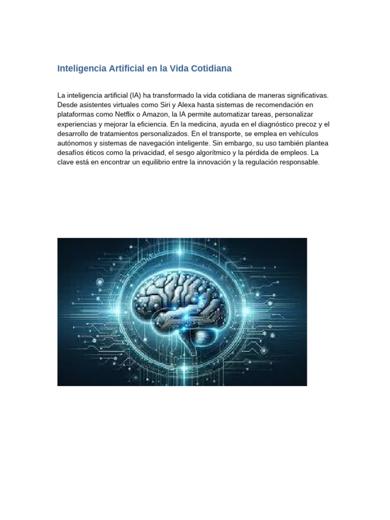 Inteligencia Artificial en La Vida Cotidiana | PDF