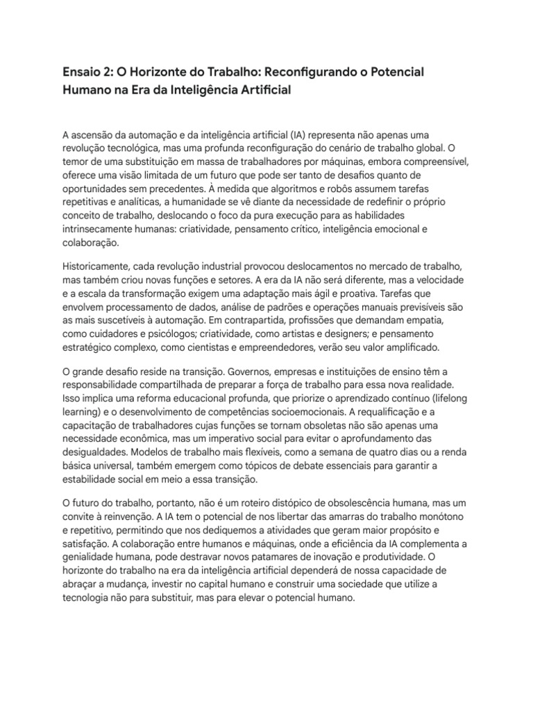 Futuro do Trabalho na Era da IA | PDF | Inteligência artificial ...