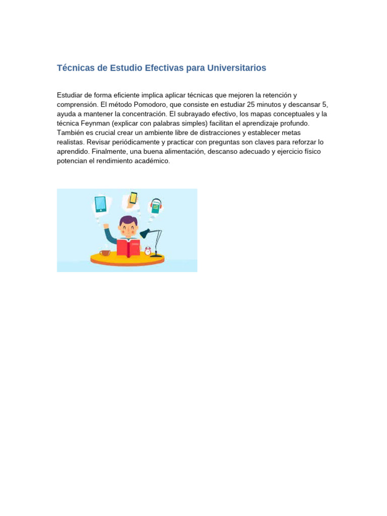 Técnicas de Estudio Efectivas para Universitarios | PDF