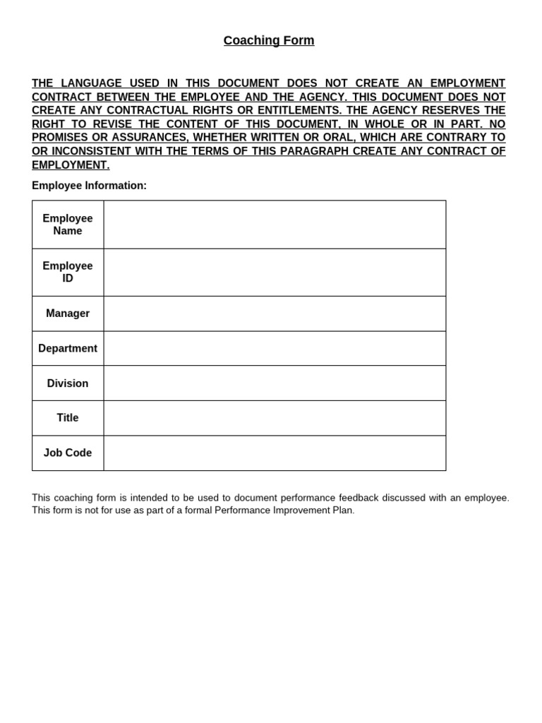 Employee Coaching Feedback Form | PDF