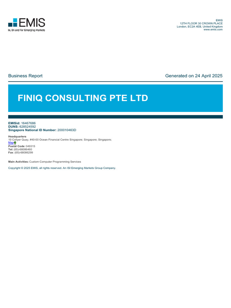 Finiq Consulting Business Overview | PDF | Revenue | Business