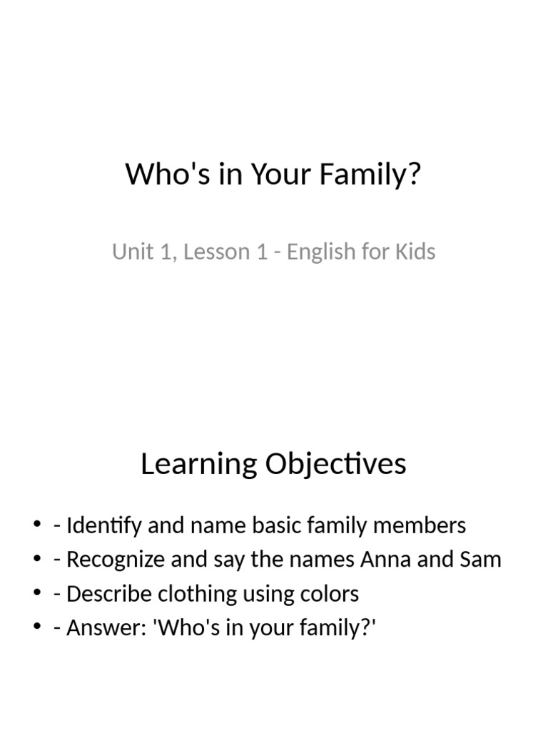 Who's in Your Family Lesson | PDF