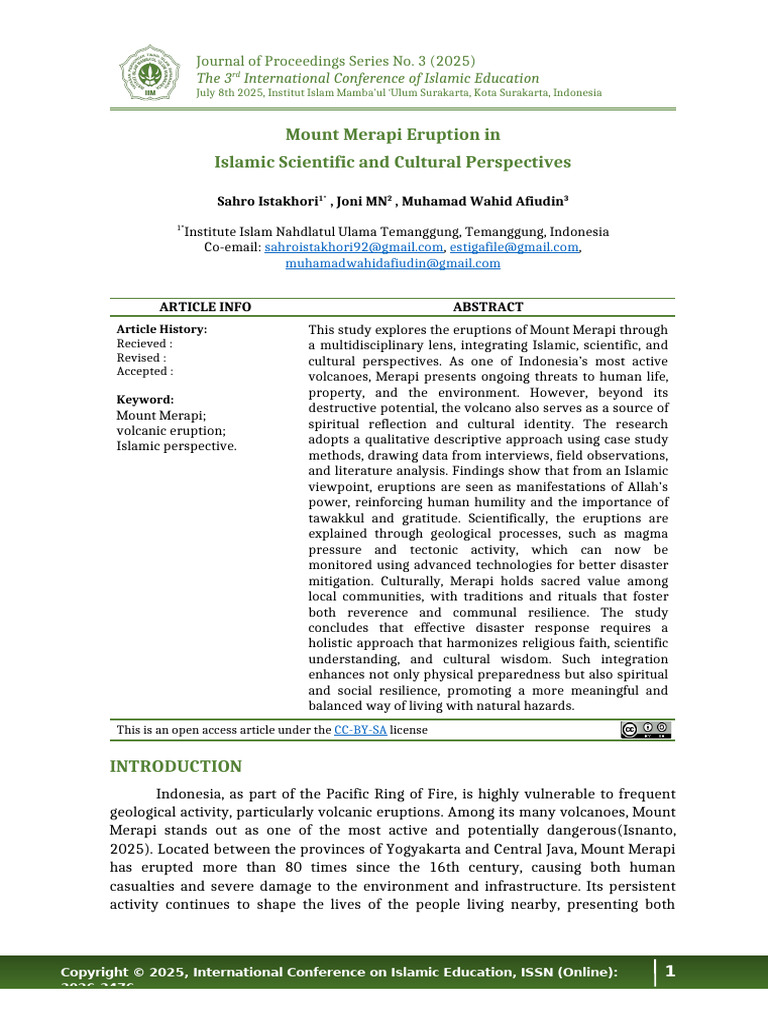 Mount Merapi Eruptions: Islamic Insights | PDF | Volcano | God In Islam
