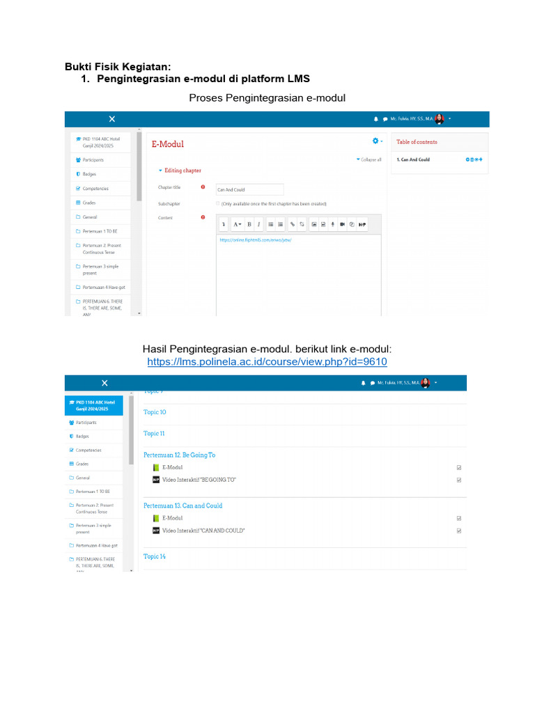 Integrasi E-Modul di LMS Polinela | PDF