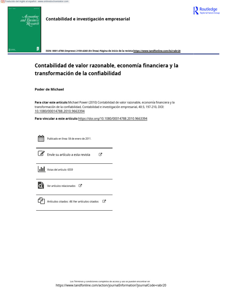Valor Razonable en Contabilidad Financiera | PDF | Contabilidad ...