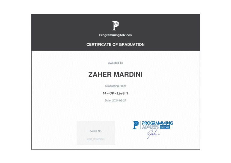 Certificate of Completion For 14 C Level 1 | PDF