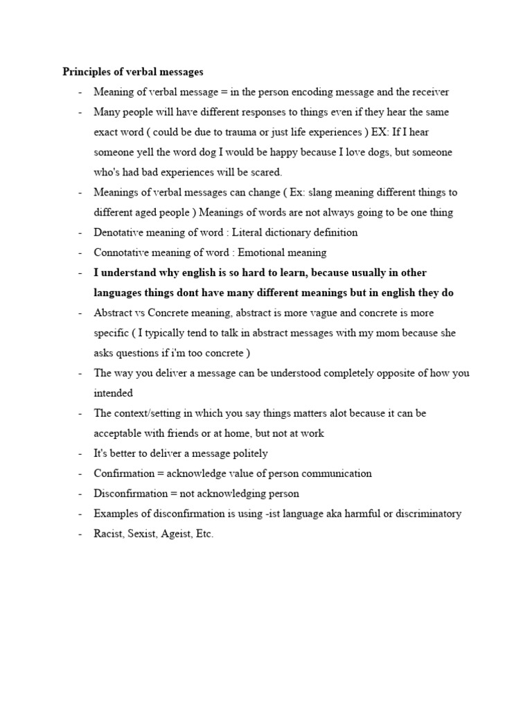 Understanding Verbal Message Principles | PDF