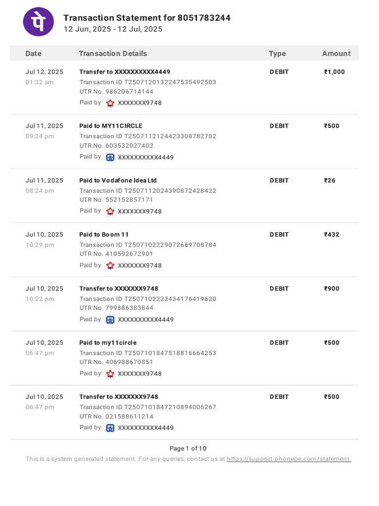 MY11Circle Transaction Statement | PDF | Debit Card | Business