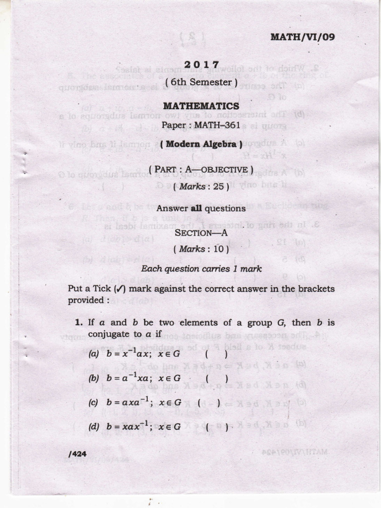 MATH/Vr/09: Semester | PDF | Basis (Linear Algebra) | Ring (Mathematics)