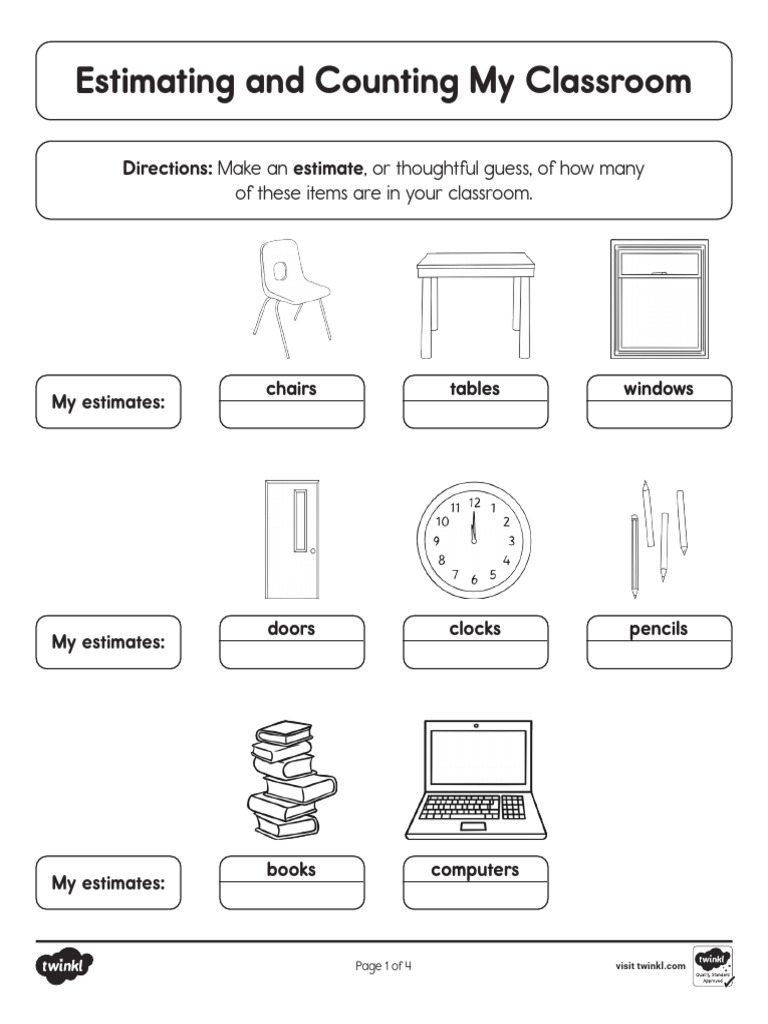 Thursday - Estimating and Counting My Classroom Activity | PDF