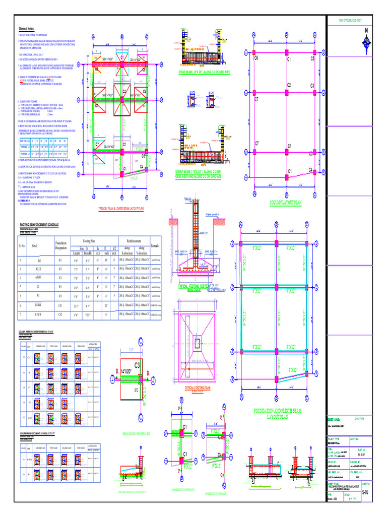 Foundation and Column Reinforcement Plan | PDF | Structural Engineering ...