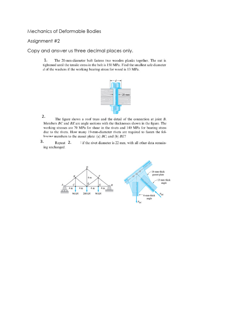 Mechanics of Deformable Bodies Assignment 2 Summer | PDF