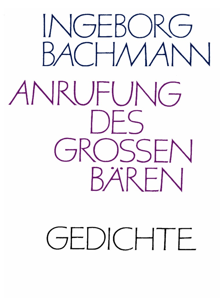 Bachmann Anrufung Des Großen Bären PDF