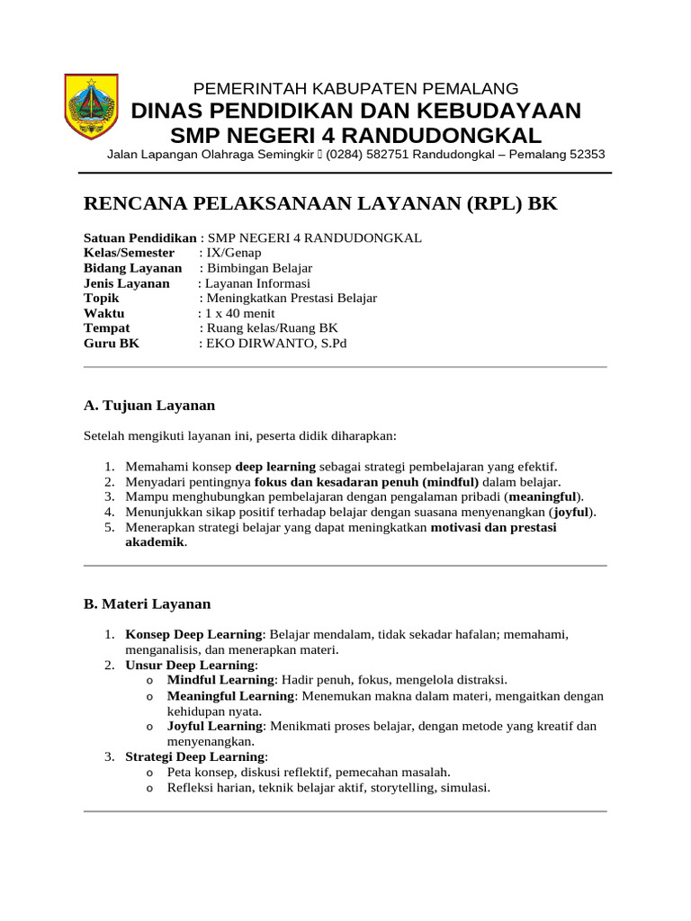 RPL BK Deep Learning untuk SMP | PDF