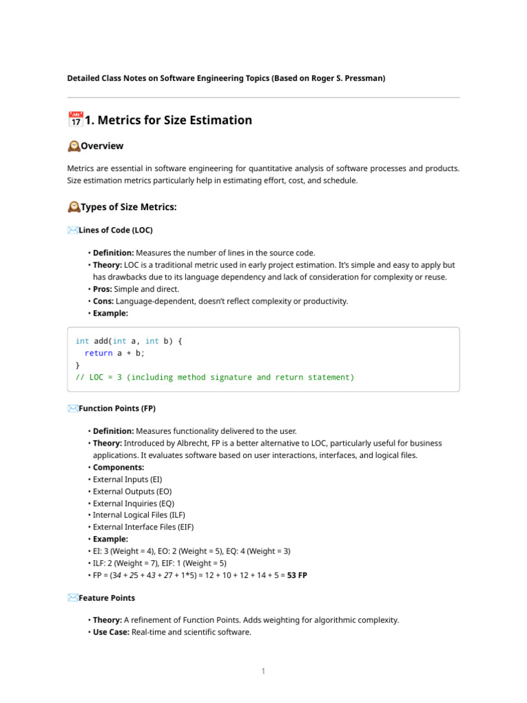 Software Engineering Size Estimation Metrics | PDF | Software ...