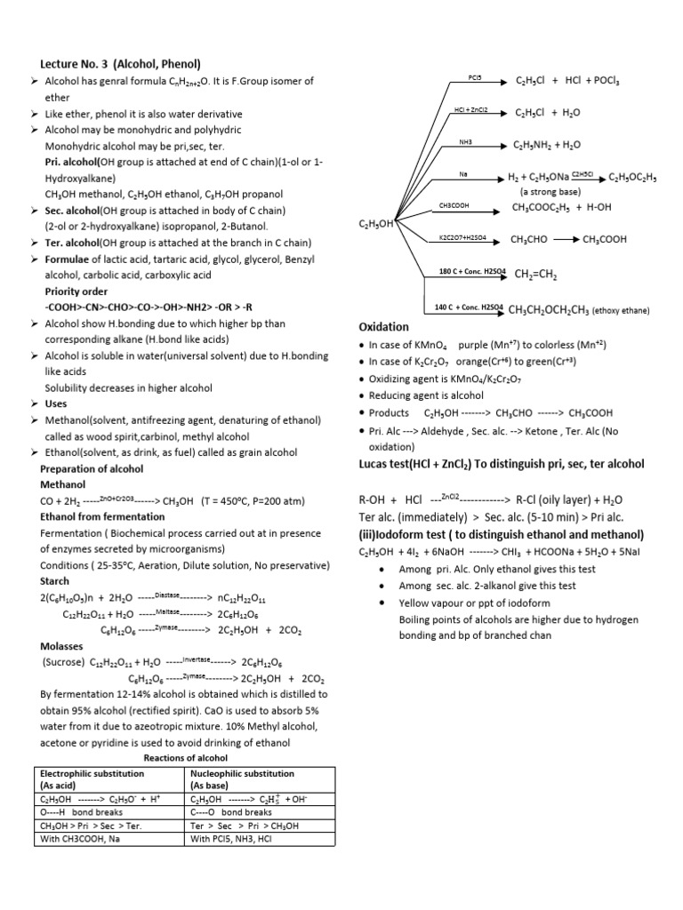 Alcohol and Phenol: Properties and Reactions | PDF | Ethanol | Ester