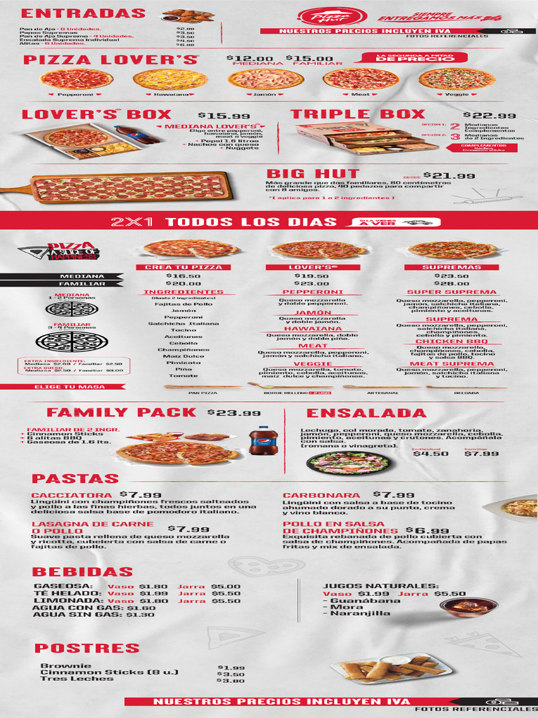 Menú Pizza Hut Restaurantes | PDF