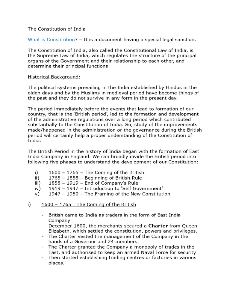 NOTES - 02 - M1-Historical Development - The Constitution of India ...
