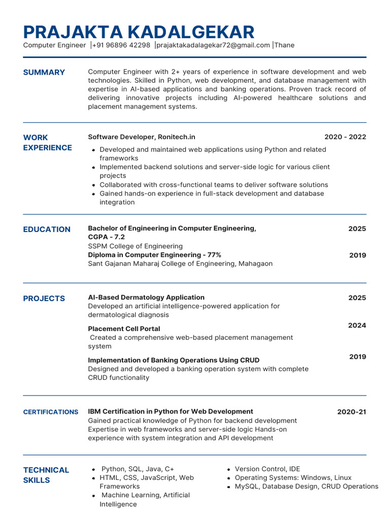 Software Developer & Computer Engineer Resume | PDF | Web Development ...