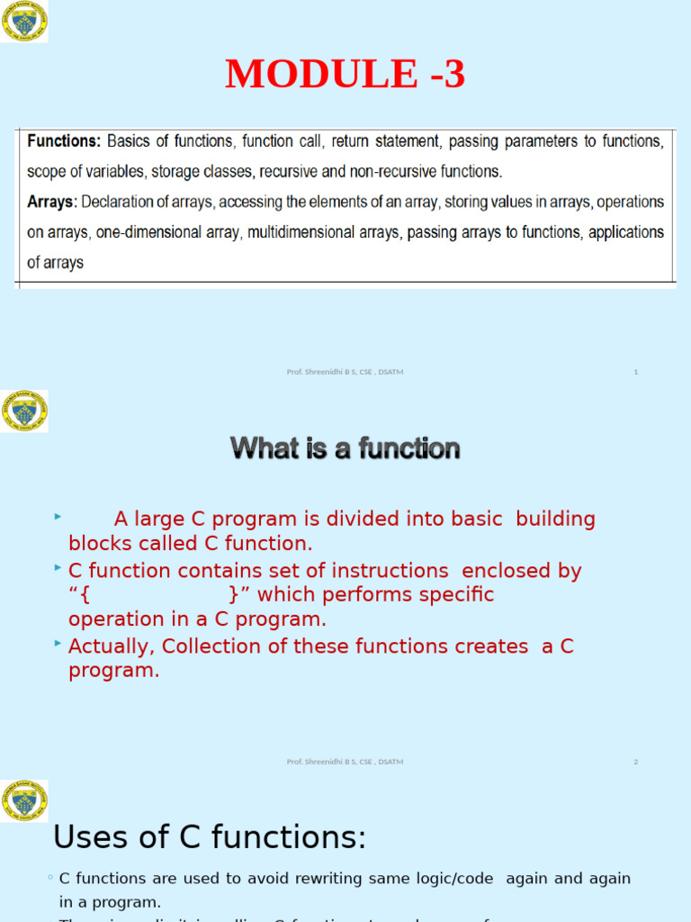 Understanding C Functions and Arrays | PDF | Parameter (Computer ...
