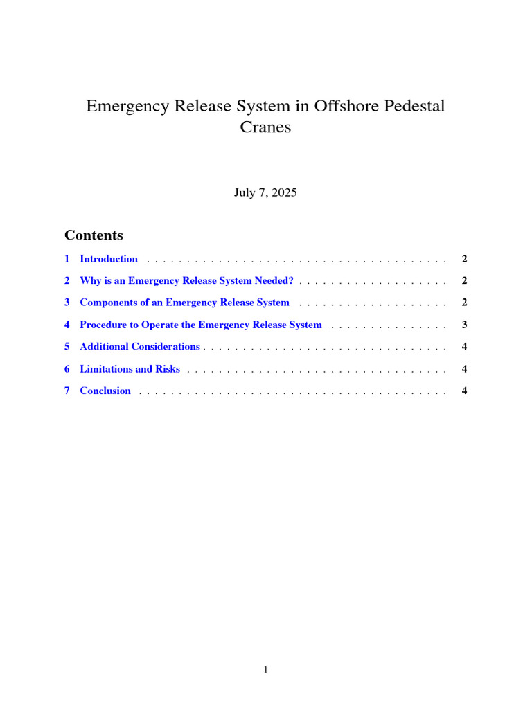 Offshore Crane Emergency Release Systems | PDF | Crane (Machine) | Safety