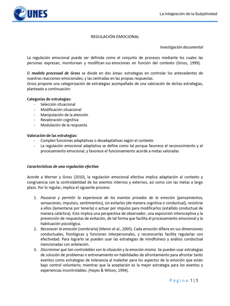 Estrategias de Regulación Emocional | PDF | Las emociones ...
