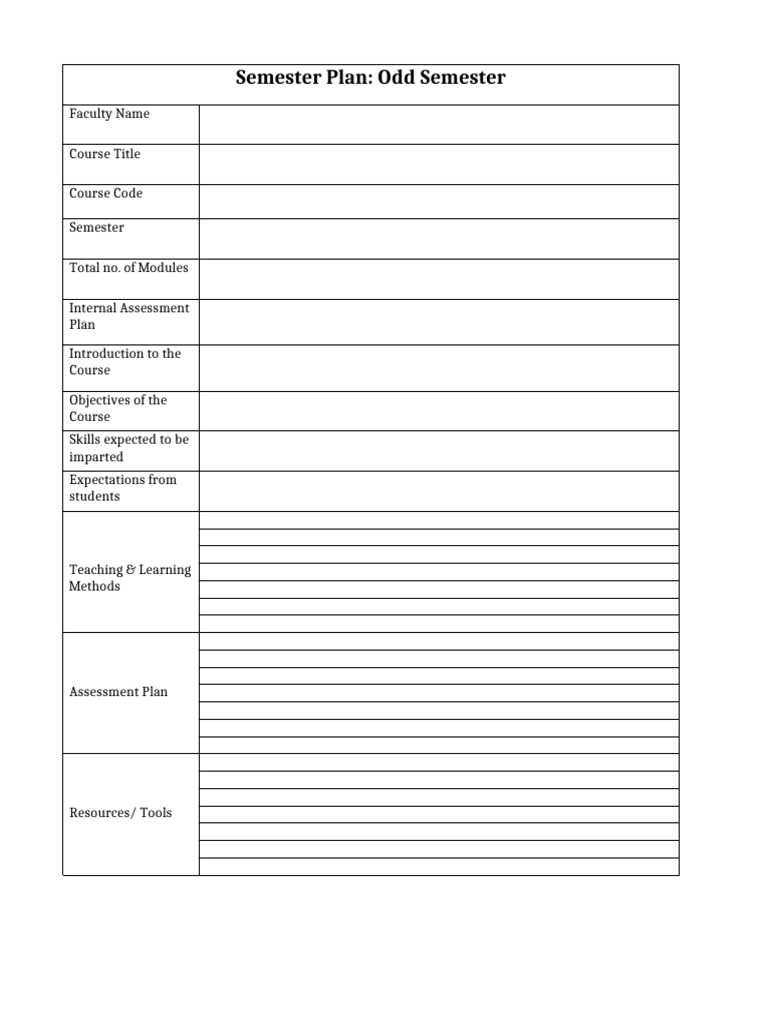 Odd Semester Course Plan Overview | PDF