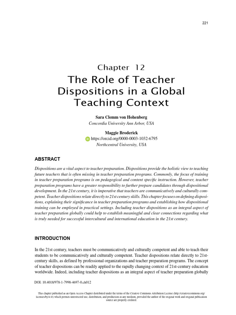 Teacher Dispositions in Global Education | PDF | Teachers | English As ...