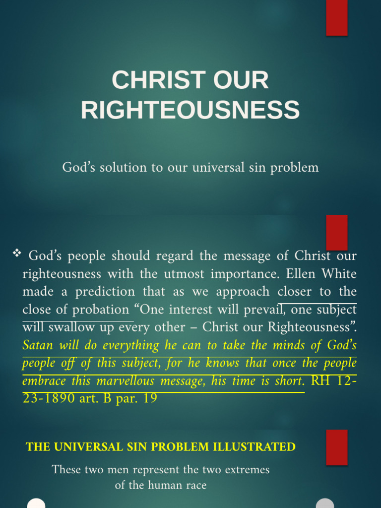Christ Our Righteouesness - 091723 | PDF | Sin | Jesus
