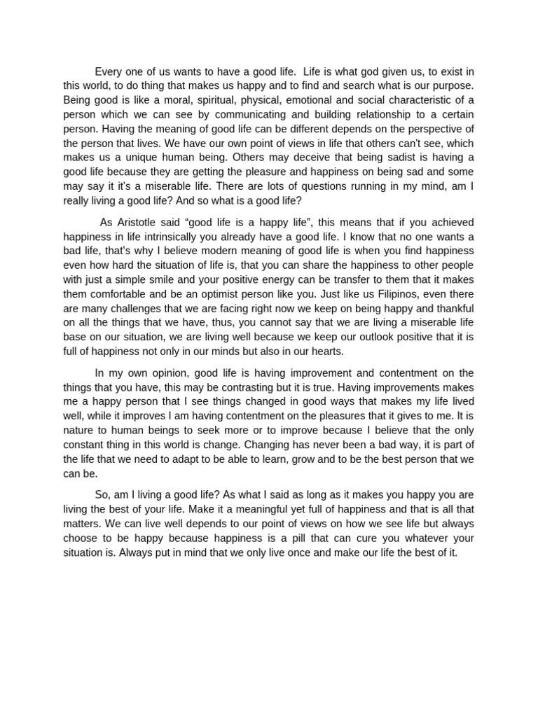 Defining a Good Life Through Happiness | PDF | Happiness | Social ...