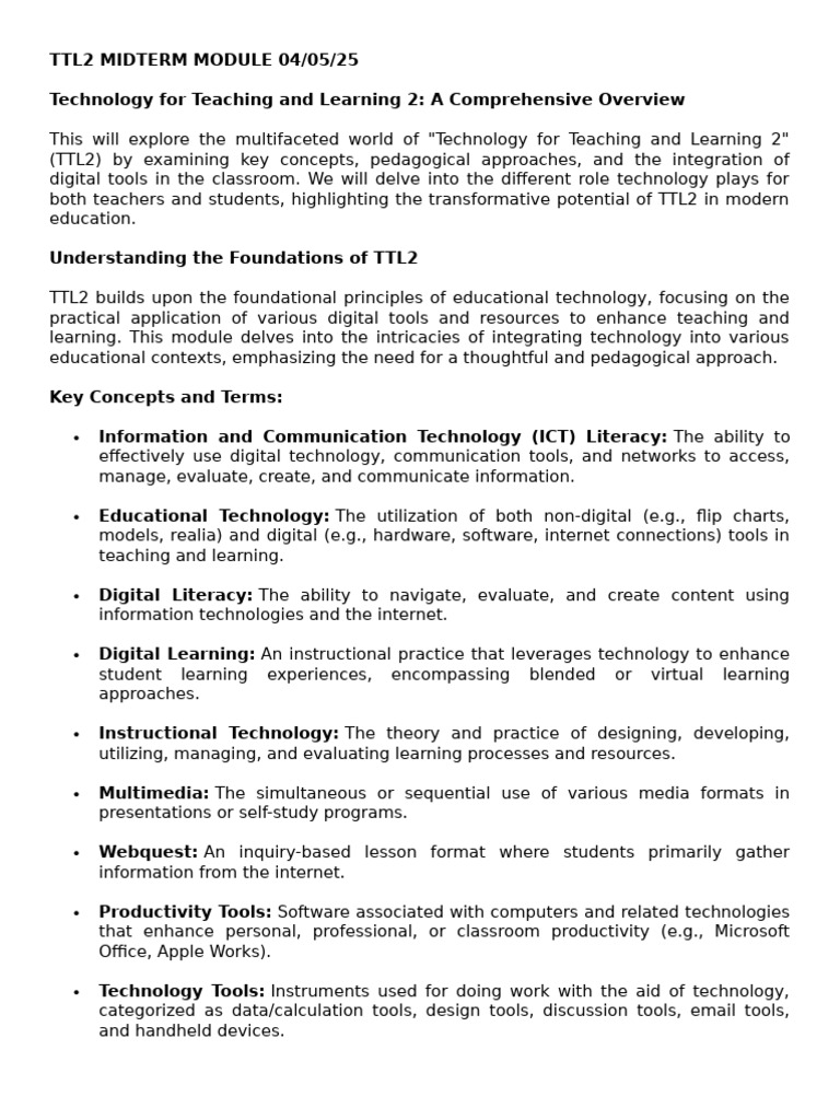 TTL2: Enhancing Education with Tech | PDF | Educational Technology ...