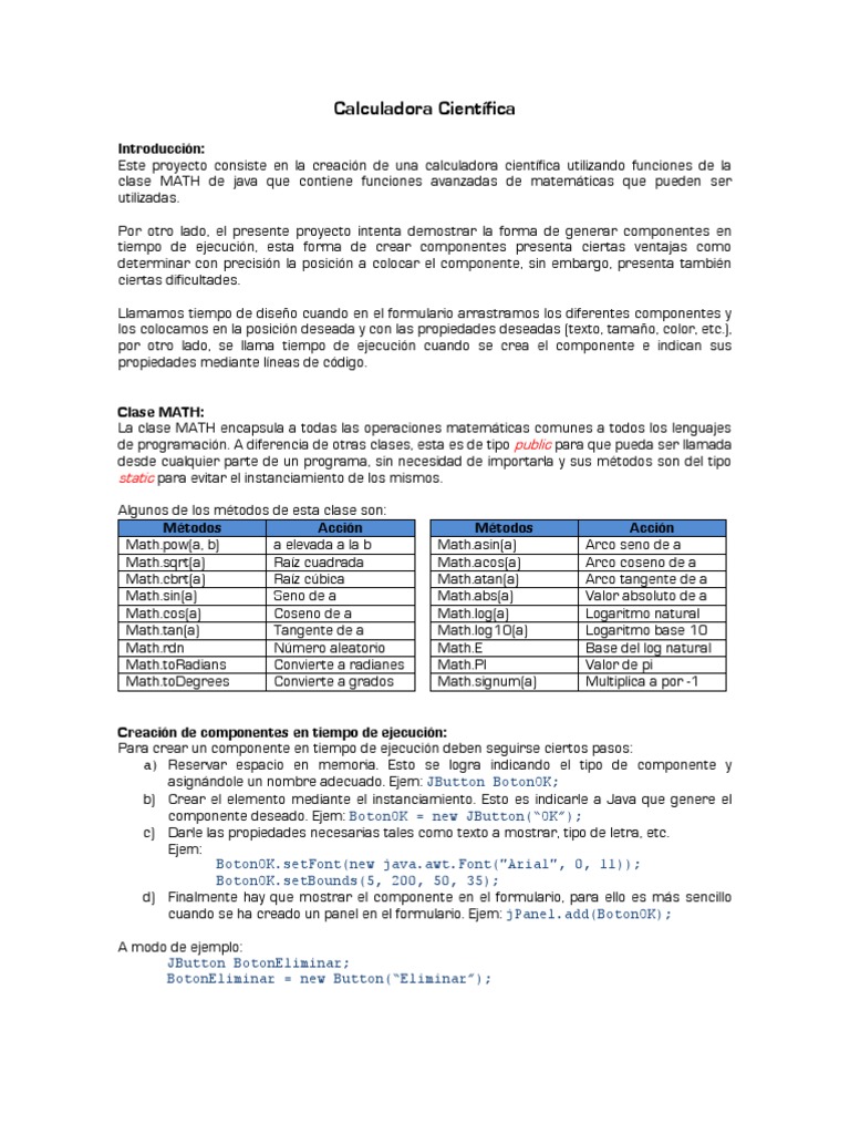 Creación de Calculadora Científica en Java | PDF | Raíz cuadrada | Seno