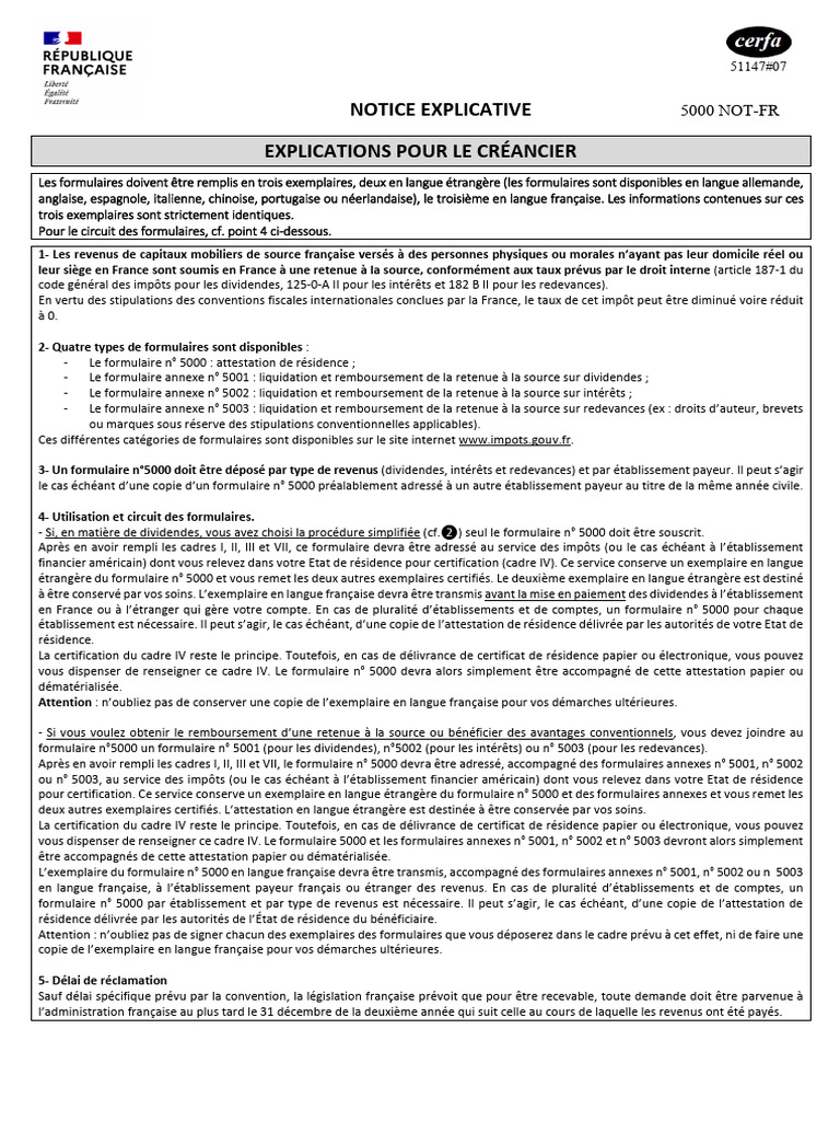 Formulaire 5000 : Procédure Simplifiée | PDF | Impôts | Dividende