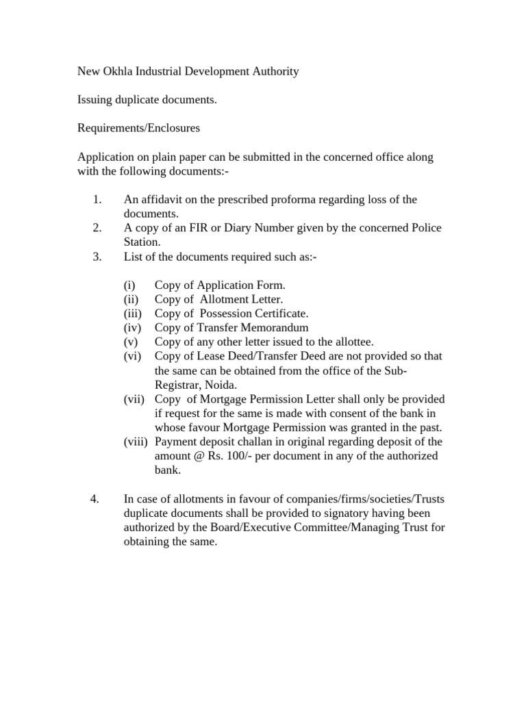 Duplicate Document Process for NOIDA | PDF