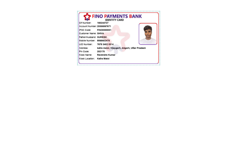 FPB Card Details for Customer Shiva | PDF