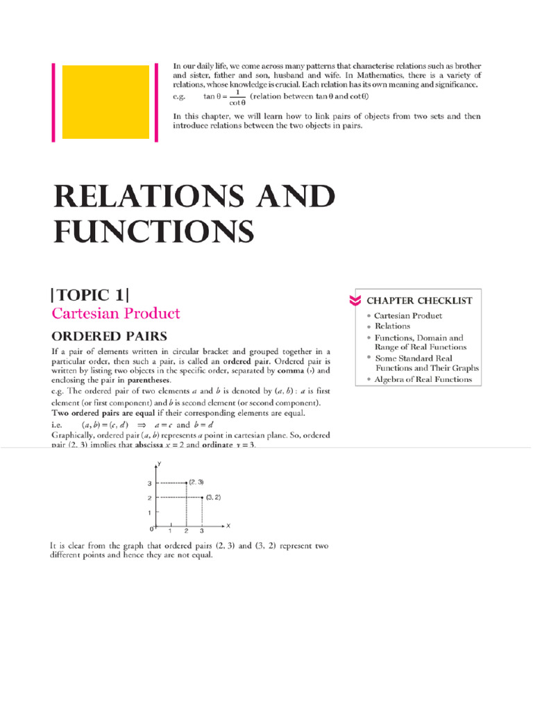 NCERTSTUDY Notes For Class 11-5. Maths-Relations and Functions | PDF