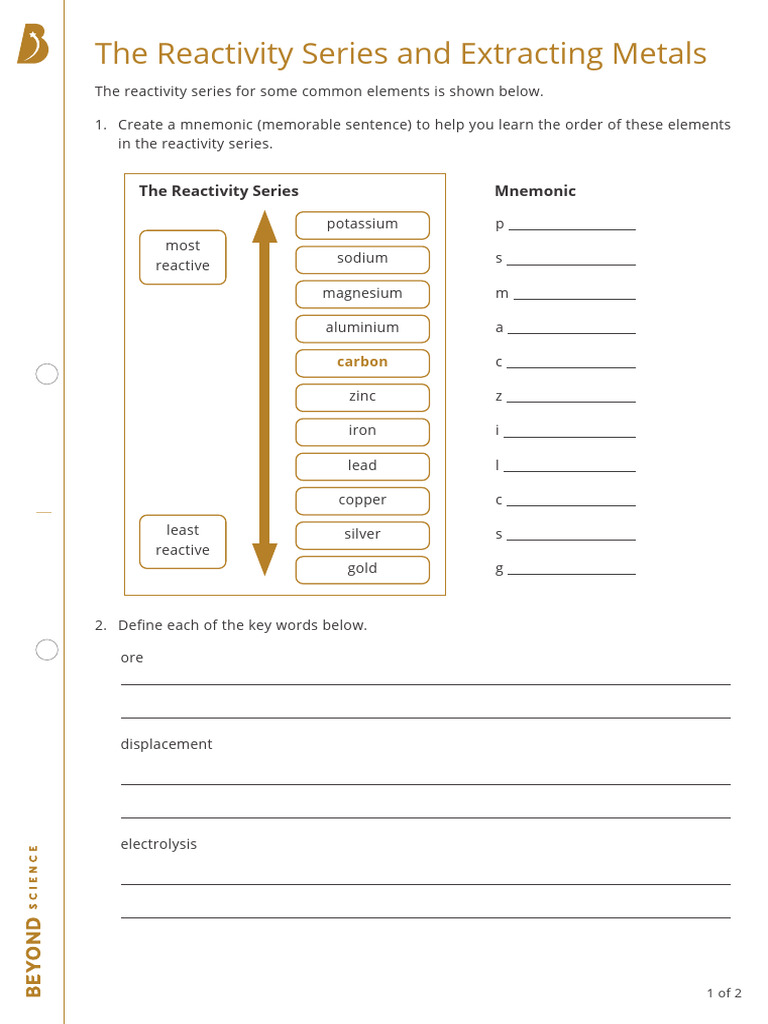 Reactivity Series and Metal Extraction Guide | PDF