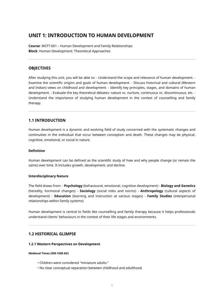 Unit1 Human Development | PDF | Psychology | Behavioural Sciences