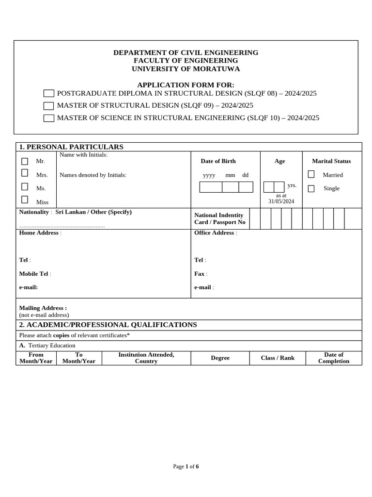 Application Form - 2024-2025 - Final - 0 | PDF | Academic Degree ...