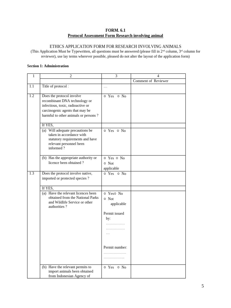 Animal Research Ethics Application Form | PDF | Experiment