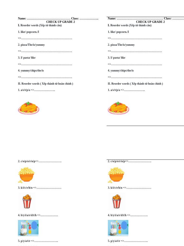 Grade 2 Word Reordering Exercise | PDF