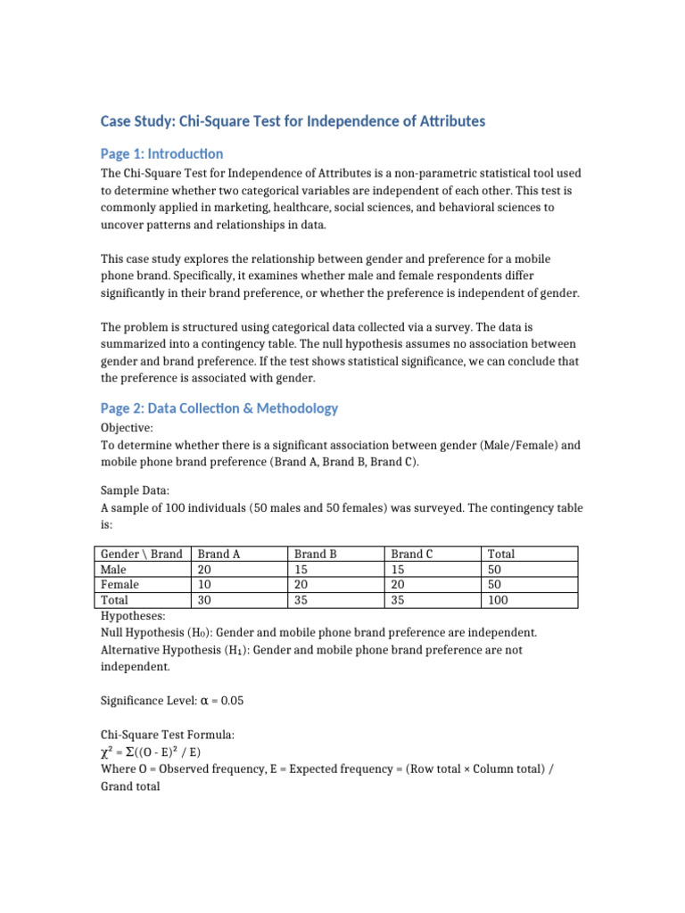 Chi Square Test Case Study | PDF | Chi Squared Test | Statistics