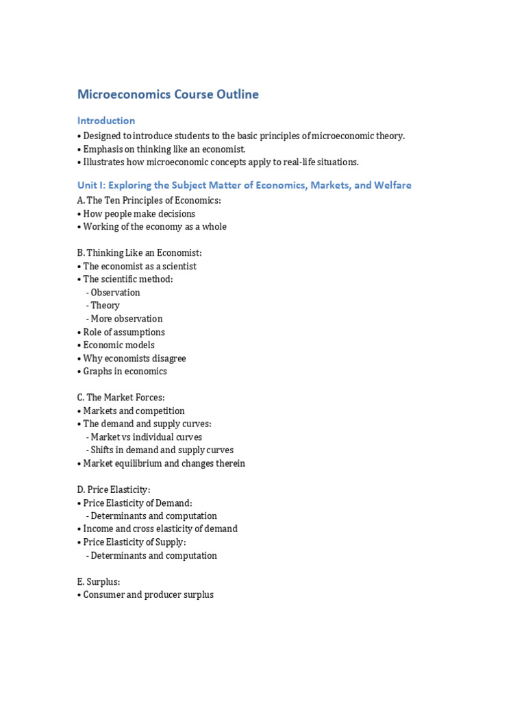 Microeconomics Course Overview | PDF | Economics | Labour Economics