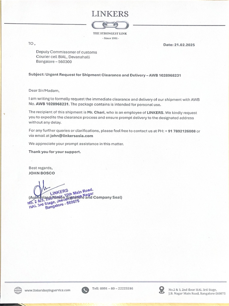 Linkers Letter | PDF