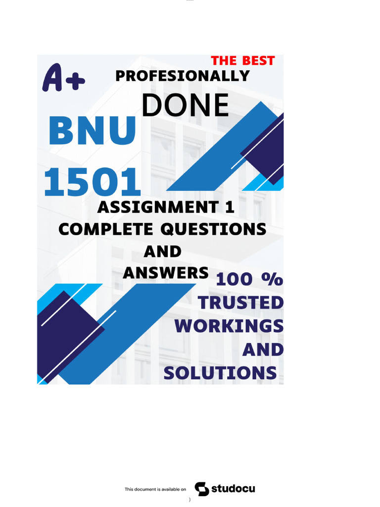 BNU1501 Assignment 1 Solutions 2025 | PDF
