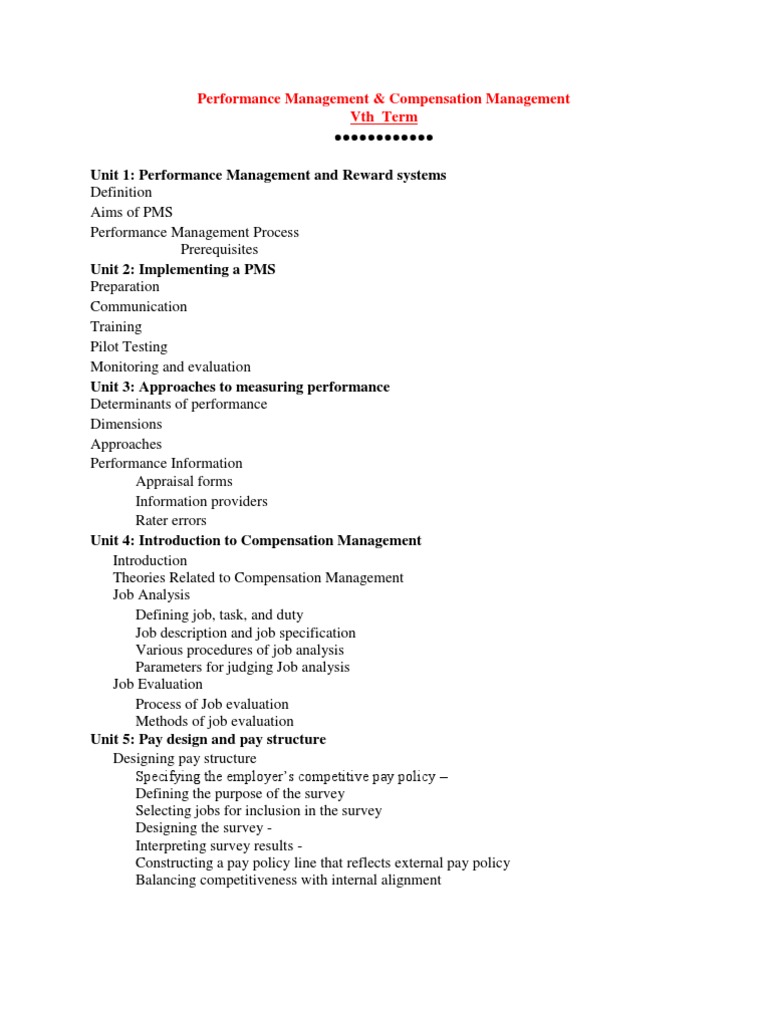 Unit 1: Performance Management and Reward Systems | PDF