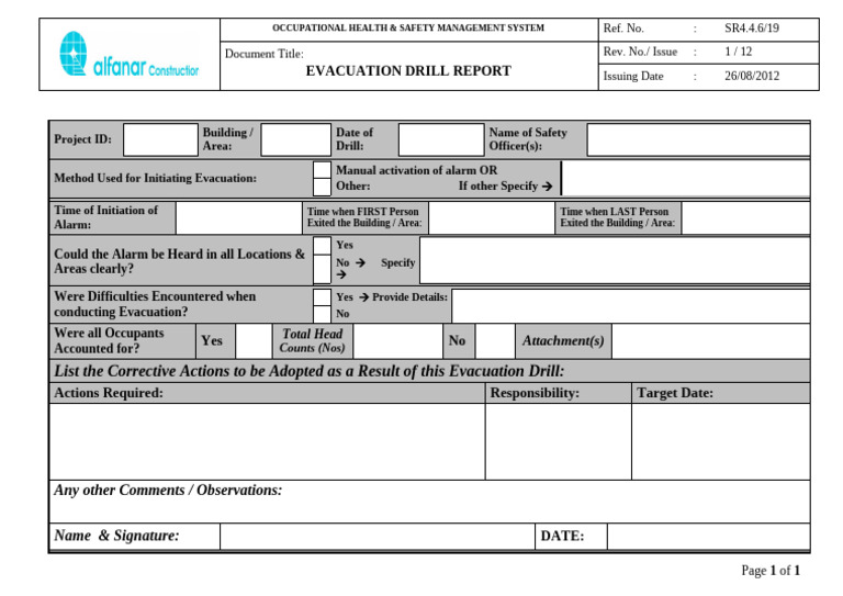 Evacuation Drill Report Template | PDF