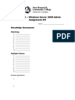 NCRC1111 - Windows Server 2008 Admin Assignment ##: Knowledge Assessment