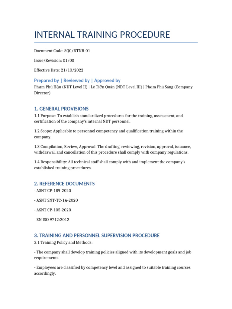Internal NDT Training Procedures Guide | PDF | Nondestructive Testing